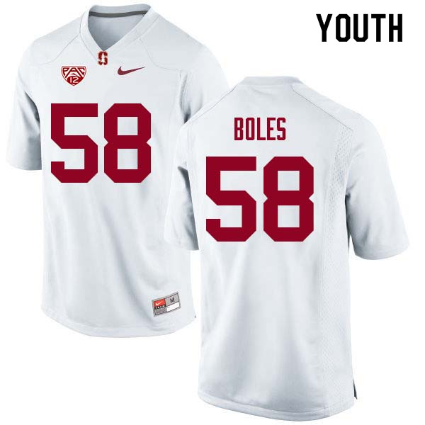 Youth Stanford Cardinal #58 Dylan Boles College Football Jerseys Sale-White - Click Image to Close
